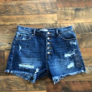 KanCan distressed high wait button denim jean shorts size 29! New!